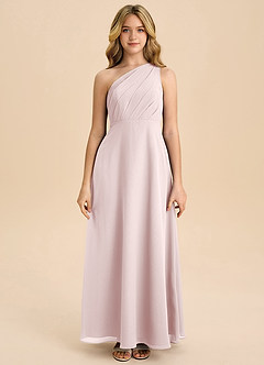 Azazie Phaedra Junior Jurk van Chiffon met A-Lijn Geplooid Blozend Roze image4