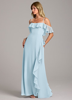 Azazie Aubrie Bridesmaid Dresses Sky Blue A-Line Off the Shoulder Chiffon Dress image3