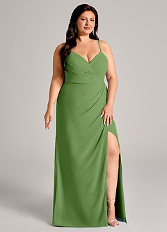 Azazie Maci Bridesmaid Dresses Basil Sheath Pleated Chiffon Dress image11