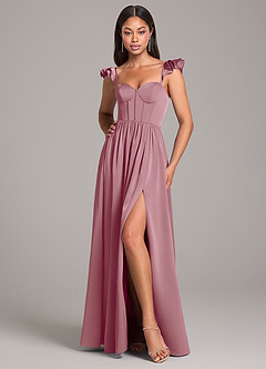 Azazie Denisse Bridesmaid Dresses Vintage Mauve A-Line Ruched Stretch Satin Dress image1