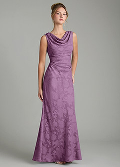 Azazie Kieryn Bridesmaid Dresses Wisteria Mermaid Pleated Floral Burnout Dress image10