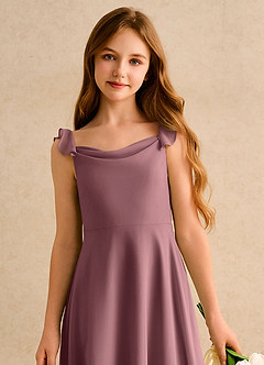 Azazie Puppy Girls Formal Flower Girl Dresses Amethyst A-Line Pleated Chiffon Dress image6