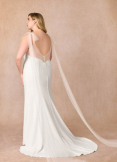 Azazie Sharen Robes de mariée Robe Sirène en Crêpe Élastique Blanc De Diamant image12