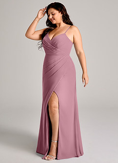 Azazie Maci Bridesmaid Dresses Vintage Mauve Sheath Pleated Chiffon Dress image10