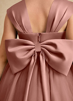 Azazie Chickadee Robe Demoiselle D'honneur Fillette Robe Princesse en Mat Satiné Encolure en Forme de Cœur Rose De Cèdre image6