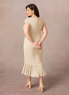 Azazie Renetta Abiti per la Madre della Sposa Abito Tubino in Maglia con Scollo a V a Pieghe Champagne image11