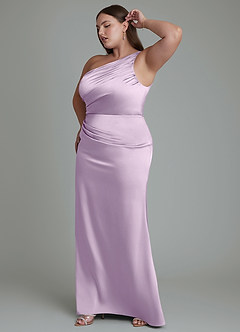 Azazie Akilah Brudtärnklänningar Klänning av Sjöjungfru i Stretch Satin One-shoulder Frostad Lila image12