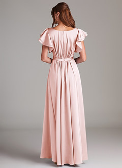 Azazie Daphne Modest Bridesmaid Dresses A-Line Ruched Stretch Satin Floor-Length Dress image6