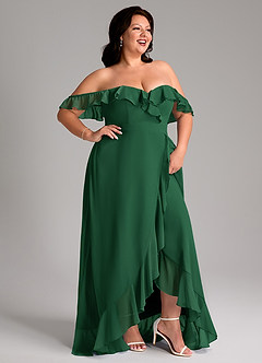 Azazie Lyra Bridesmaid Dresses Dark Green A-Line Chiffon Convertible Dress image14
