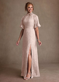 Azazie Hypatia Klänningar till brudens mor Klä Tubklänning i Blommig Utbrändhet Plisserad Rodnande Rosa image2