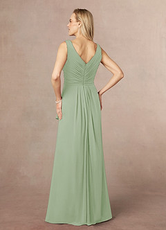 Azazie Evy Abiti per la Madre della Sposa Abito A-Line in Chiffon Elasticizzato Plissettato Verde Salvia image3