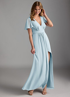 Azazie Zaniah Abiti da Damigella Abito A-Line in Chiffon Azzurro image6