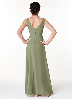 Azazie Kori Junior Pistachio A-Line Ruched Chiffon Dress image2