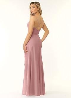 Azazie Naeem Bridesmaid Dresses Dusty Rose A-Line V-Neck Ruffle Chiffon Dress image4