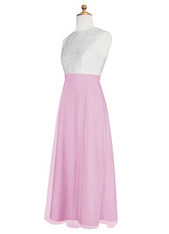 Azazie Albertine Junior Candy Pink A-Line Lace Chiffon Dress image9