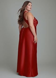 Azazie Evadne Robes de demoiselle d'honneur Robe Fourreau en Satin extensible Plissé Grenade image8