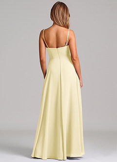 Azazie Elle Robes de demoiselle d'honneur Robe Trapèze en Mousseline de soie Plissée Sorbet Citron image7