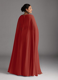 Azazie Isa Mère de la mariée Robes Robe Trapèze en Mousseline de soie Col V plissé Terracotta image8
