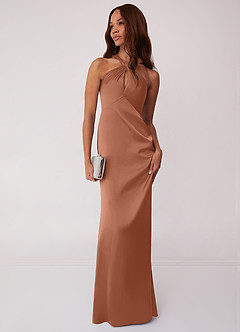 Barbie ♥ Azazie Bridesmaid Dresses Bronzer Sheath Stretch Satin Dress image3