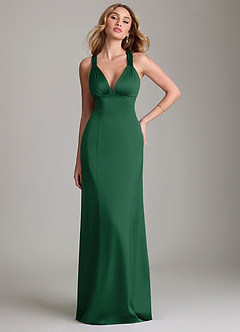 Azazie Cemion Brudtärnklänningar Klä av A-Linje i Stretch Satin Mörkgrön image1