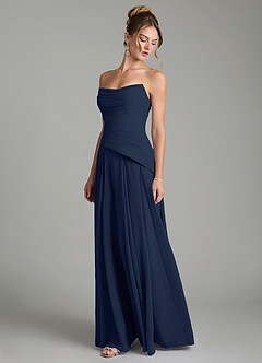 Azazie Gabriela Bridesmaid Dresses Dark Navy A-Line Corset Chiffon Dress image6