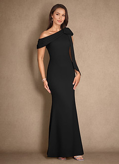 Azazie Myers Kleider für die Brautmutter Meerjungfrau-Linie Plissee Stretch-Krepp Kleid Schwarz image3