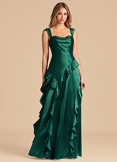 Azazie Sloane Bridesmaid Dresses Emerald A-Line Sweetheart Neckline Metallic Satin Dress image5