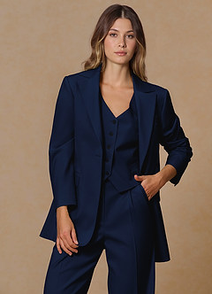 front Rowan Blue Refined Weave Performance blazer