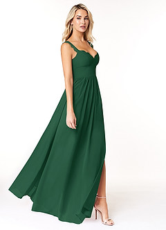 Azazie Cleobella Bridesmaid Dresses Dark Green A-Line Sweetheart Lace Chiffon Dress image3
