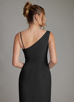 Azazie Ama Bridesmaid Dresses Black A-Line Pleated Chiffon Dress image6