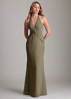 Azazie Valerie Bridesmaid Dresses Willow Green Mermaid Pleated Chiffon Dress image3