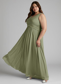 Azazie Flora Bridesmaid Dresses Pistachio A-Line Pleated Chiffon Dress image12