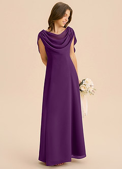 Azazie Lambie Junior Grape A-Line Pleated Chiffon Dress image5