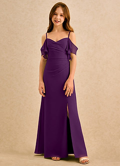 Azazie Pippy Girls Formal Flower Girl Dresses Grape A-Line Sweetheart Neckline Chiffon Dress image3