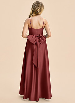 Azazie Kai Junior Terracotta A-Line Pleated Stretch Satin Dress image2