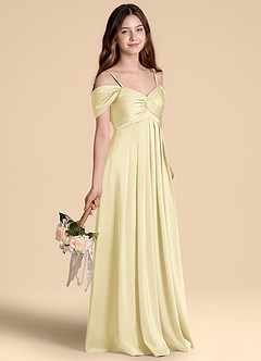 Azazie Kaitlynn Junior Klä av A-Line i Stretch Satin Av axeln image5