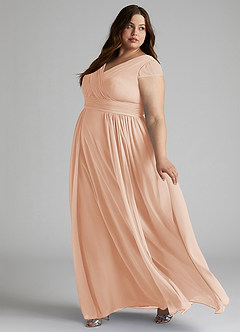 Azazie Organa Abiti da Damigella Abito A-Line in Chiffon Plissettato Rosa Inglese image9