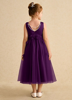 Azazie Lux Flower Girl Dresses Grape A-Line Beaded Tulle Dress image2