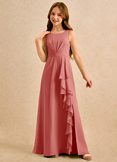 Azazie Chibi Girls Formal Flower Girl Dresses Antique Rose A-Line Pleated Chiffon Dress image4