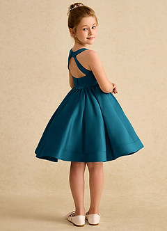 Azazie Julietta Abiti da Ragazza di Fiori Abito Principessa in Tulle Convertibile Blu Inchiostro image8