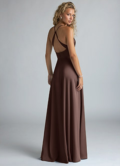 Azazie Davis Brautjungfernkleider A-Linie Plissee Stretch-Satin Kleid Ganache image3