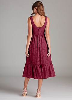 Azazie Alissa Bridesmaid Dresses Burgundy A-Line with Pockets Floral Burnout Dress image8
