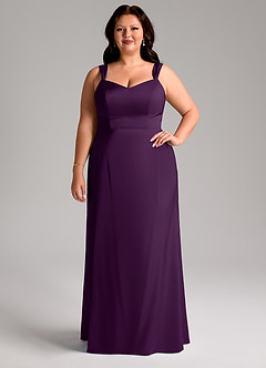 Azazie Denice Bridesmaid Dresses Grape Sheath Pleated Stretch Satin Dress image8