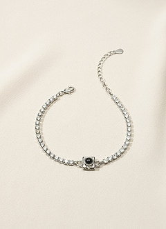 front Personalized Photo Projection Tennis Bracelet