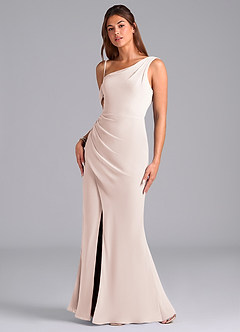 Azazie Madelyn Robes de demoiselle d'honneur Robe Sirène Convertible en Mousseline de soie Ue épaule Rose Pétale image5