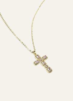 front 18K Gold Plated Cross Pendant Necklace