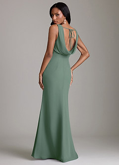 Azazie Linelle Robes de demoiselle d'honneur Robe Sirène en Mousseline de soie Plissée Eucalyptus image2