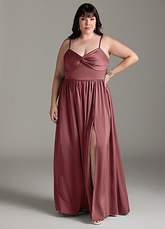 Azazie Zeya Bridesmaid Dresses Amethyst A-Line Pleated Stretch Satin Dress image17