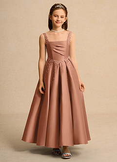 Azazie Mochi Girl Flower Girl Klänningar Klä Balklänning i Matt satäng Plisserad image1