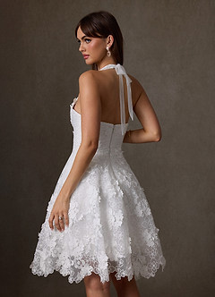 Azazie Cyra Wedding Dresses Diamond White A-Line Lace Dress image2